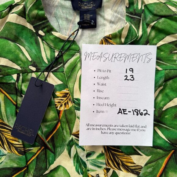 Rachel Roy Linen Blend Popover Top Womens XS Tropical Oversized Boxy Resort NWT - Picture 2 of 9